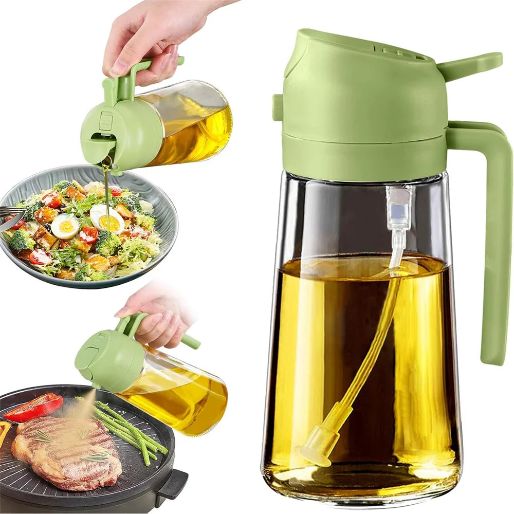 2 in 1 Glass Oil Dispenser with Automatic Flip Lid