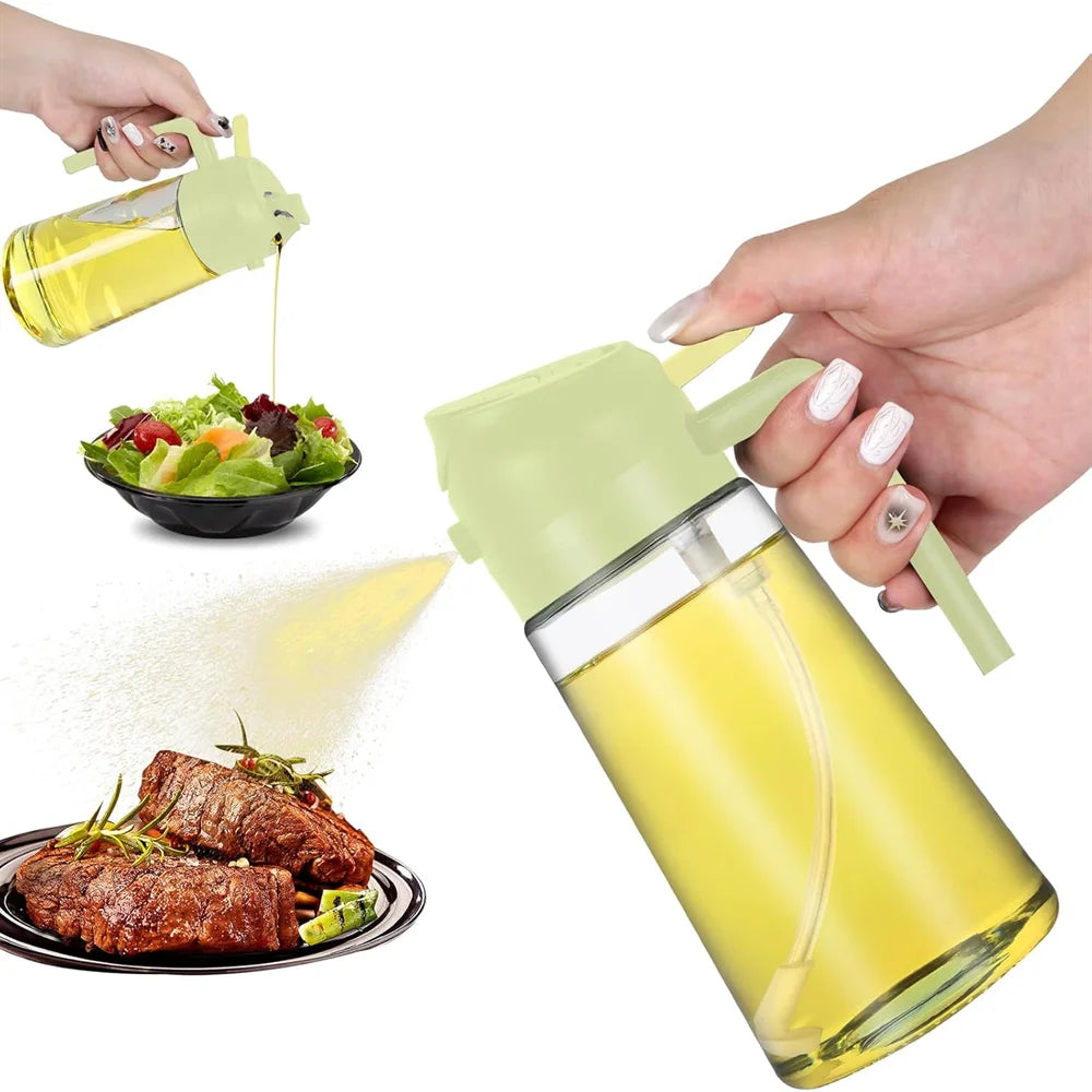 2 in 1 Glass Oil Dispenser with Automatic Flip Lid