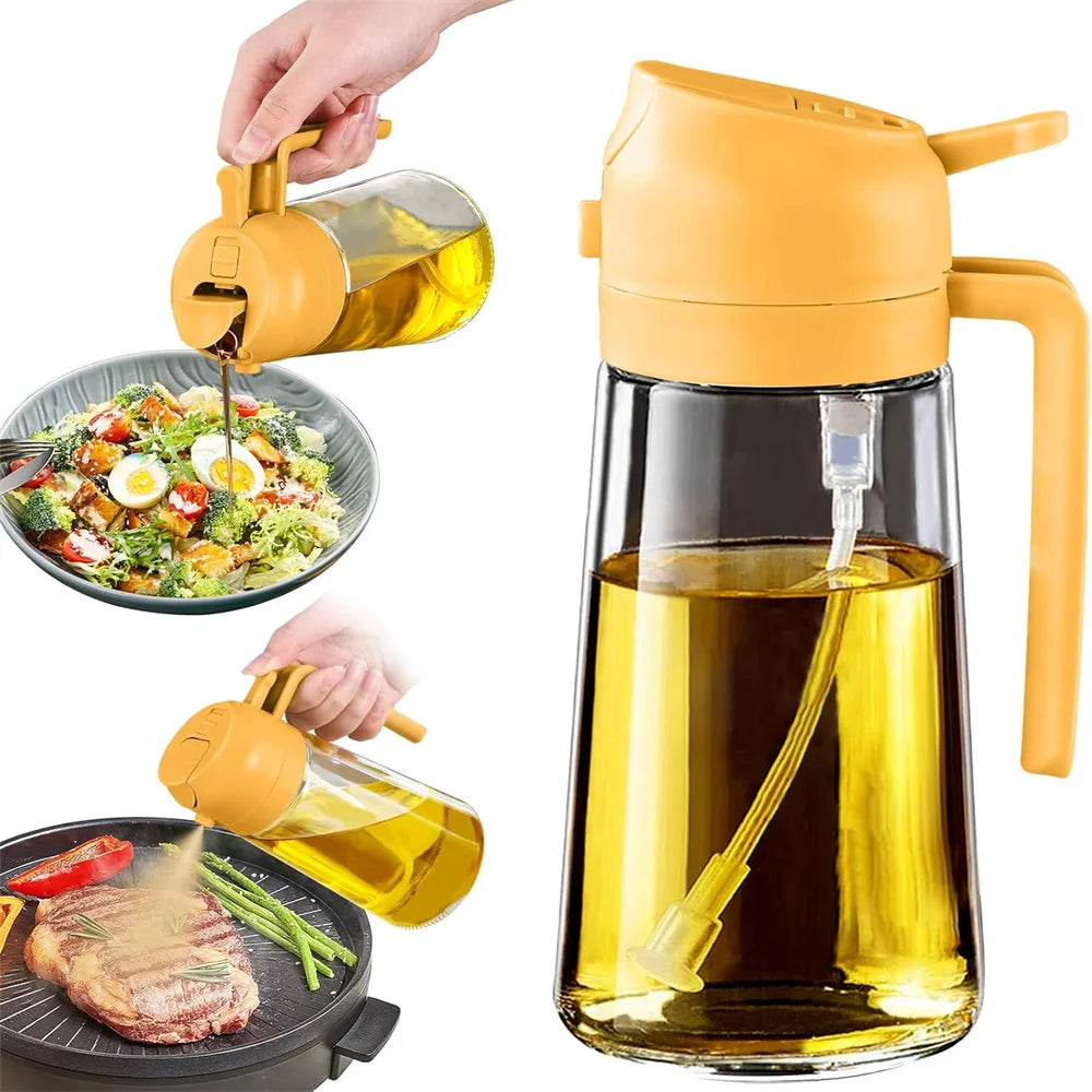 2 in 1 Glass Oil Dispenser with Automatic Flip Lid