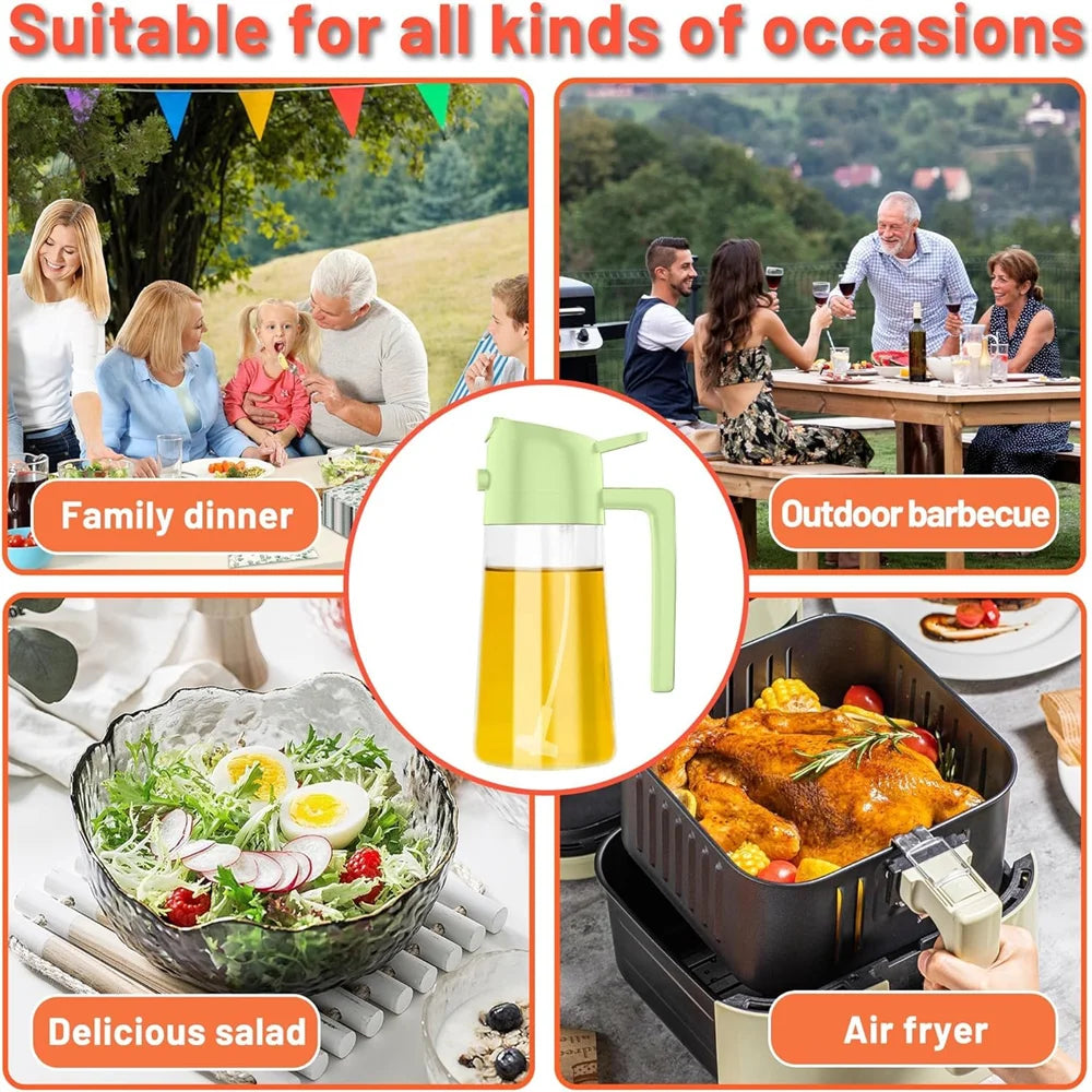 2 in 1 Glass Oil Dispenser with Automatic Flip Lid