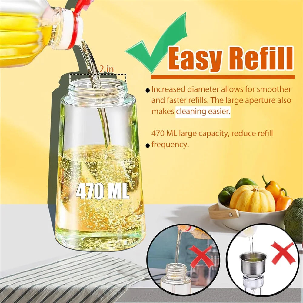 2 in 1 Glass Oil Dispenser with Automatic Flip Lid